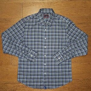 UNTUCKit Men's Medium Slim Fit Wrinkle Free Cotton Long Sleeve Button Up Blue